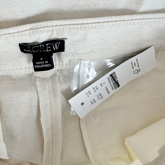 J.Crew Full Length Wide Leg Trouser Cotton Linen Blend Ivory Relaxed US 6 NWT - Picture 7 of 15